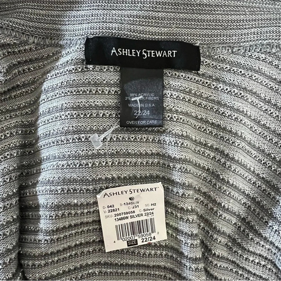 Ashley Stewart NEW Metallic Pull On Shrug Cardigan Sweater 22 24 Silver Gray Top - Picture 5 of 5
